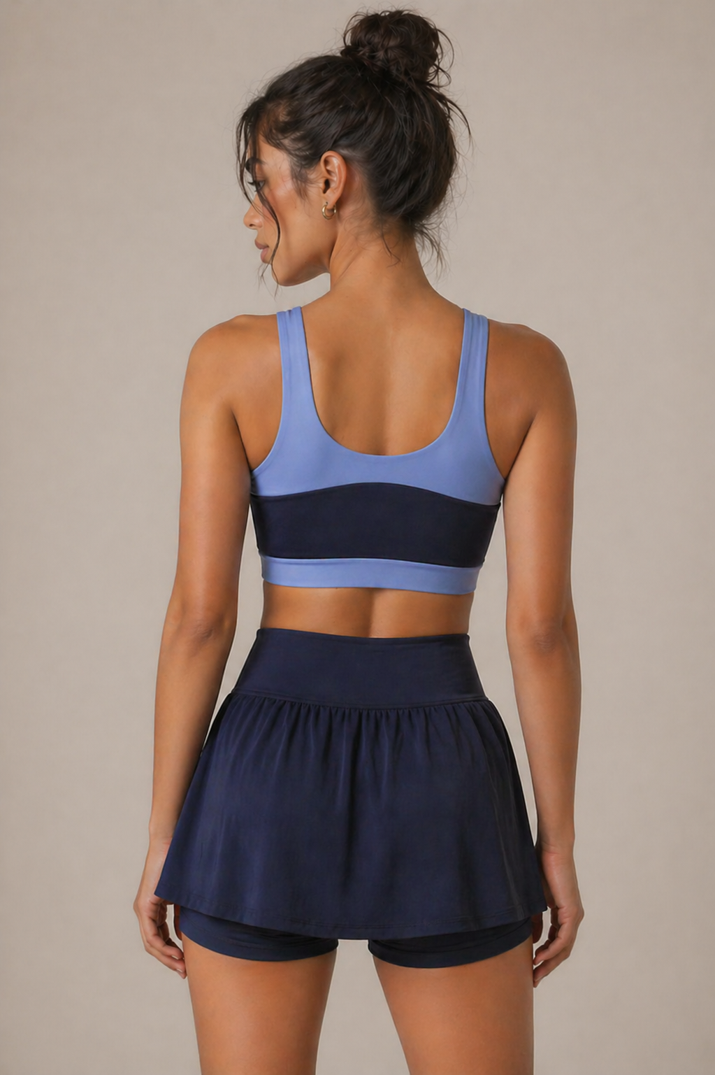 A Contrast Blues Sports Bra + Tennis Skirt