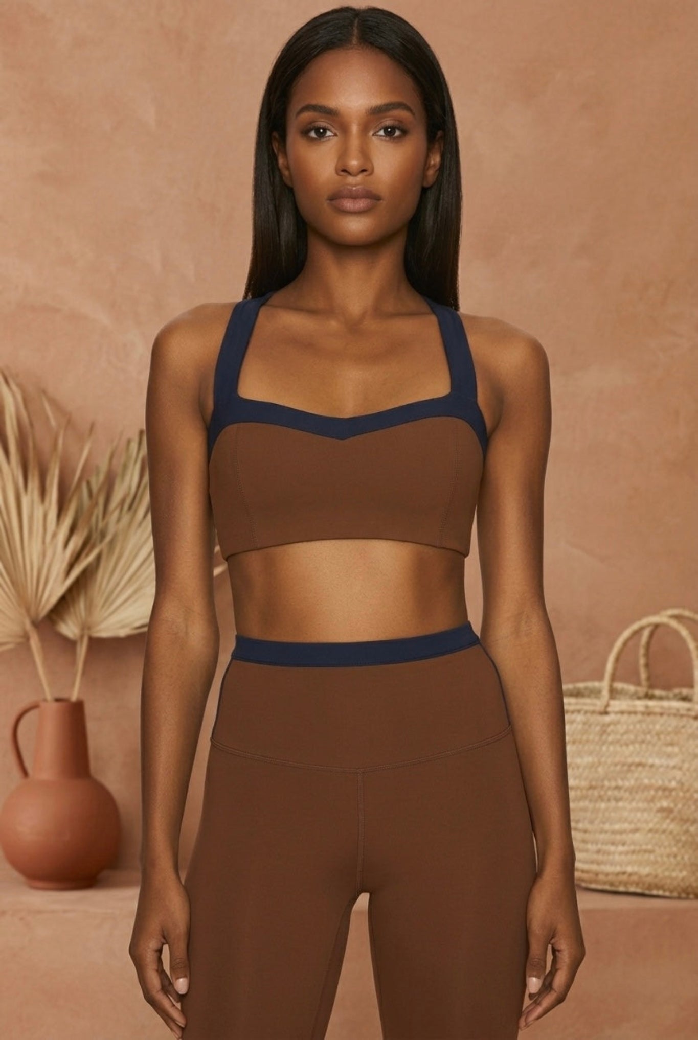 Mocha Brown Square Neck Sports Bra