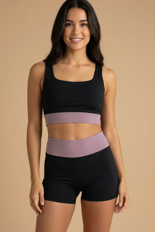 Black and Mauve Sculpt Activewear Set