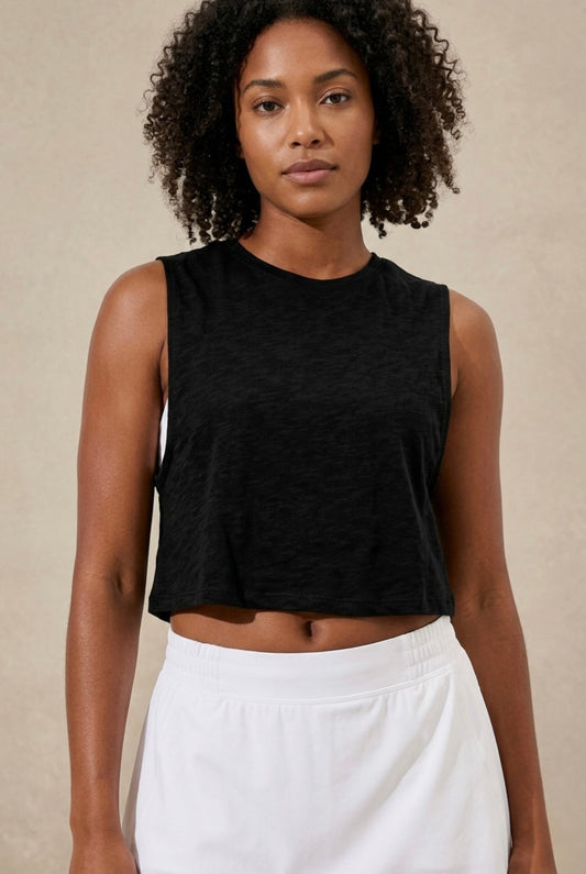 Black Breezy Cropped Workout Top