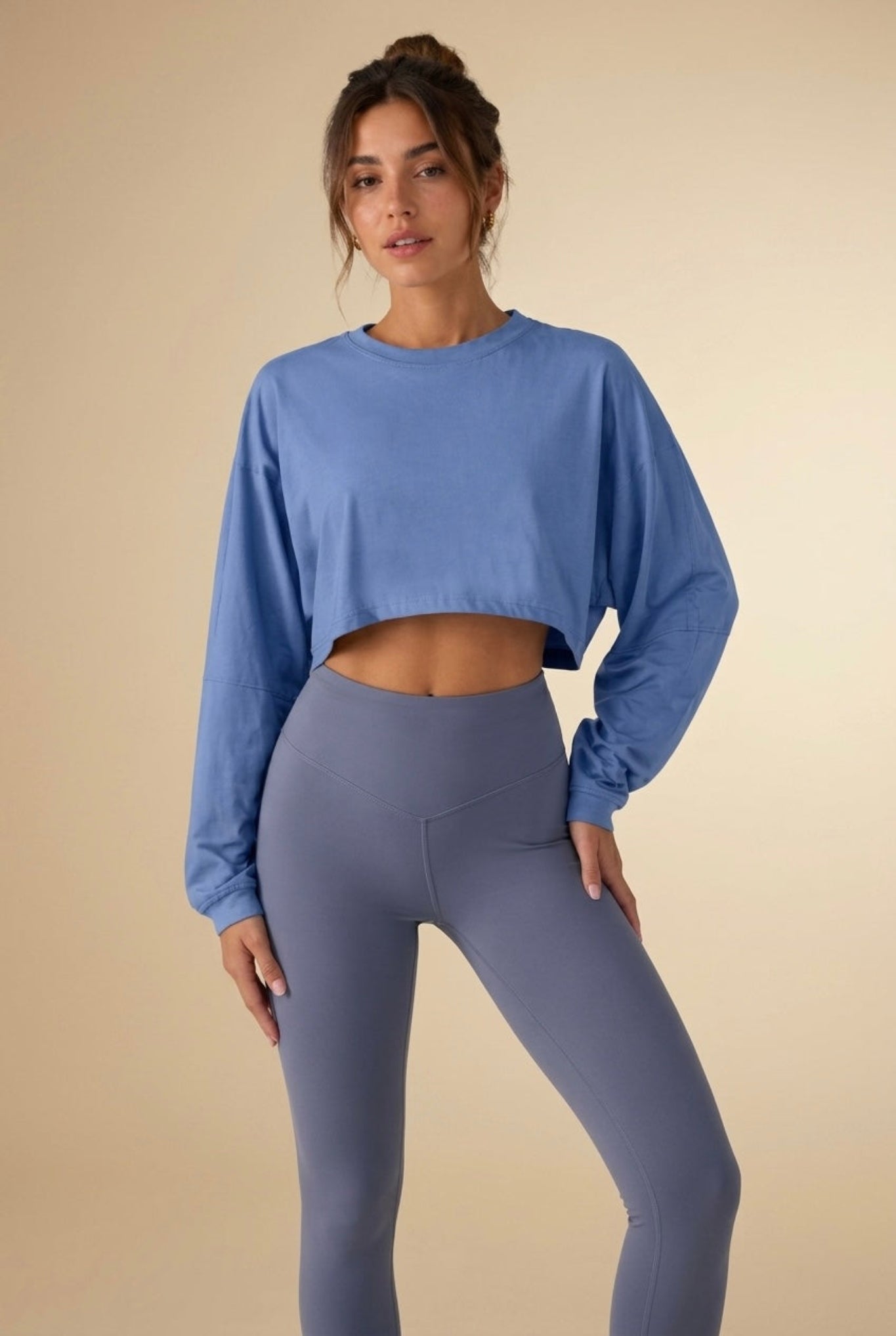 Periwinkle Blue Cropped Crewneck Sweatshirt