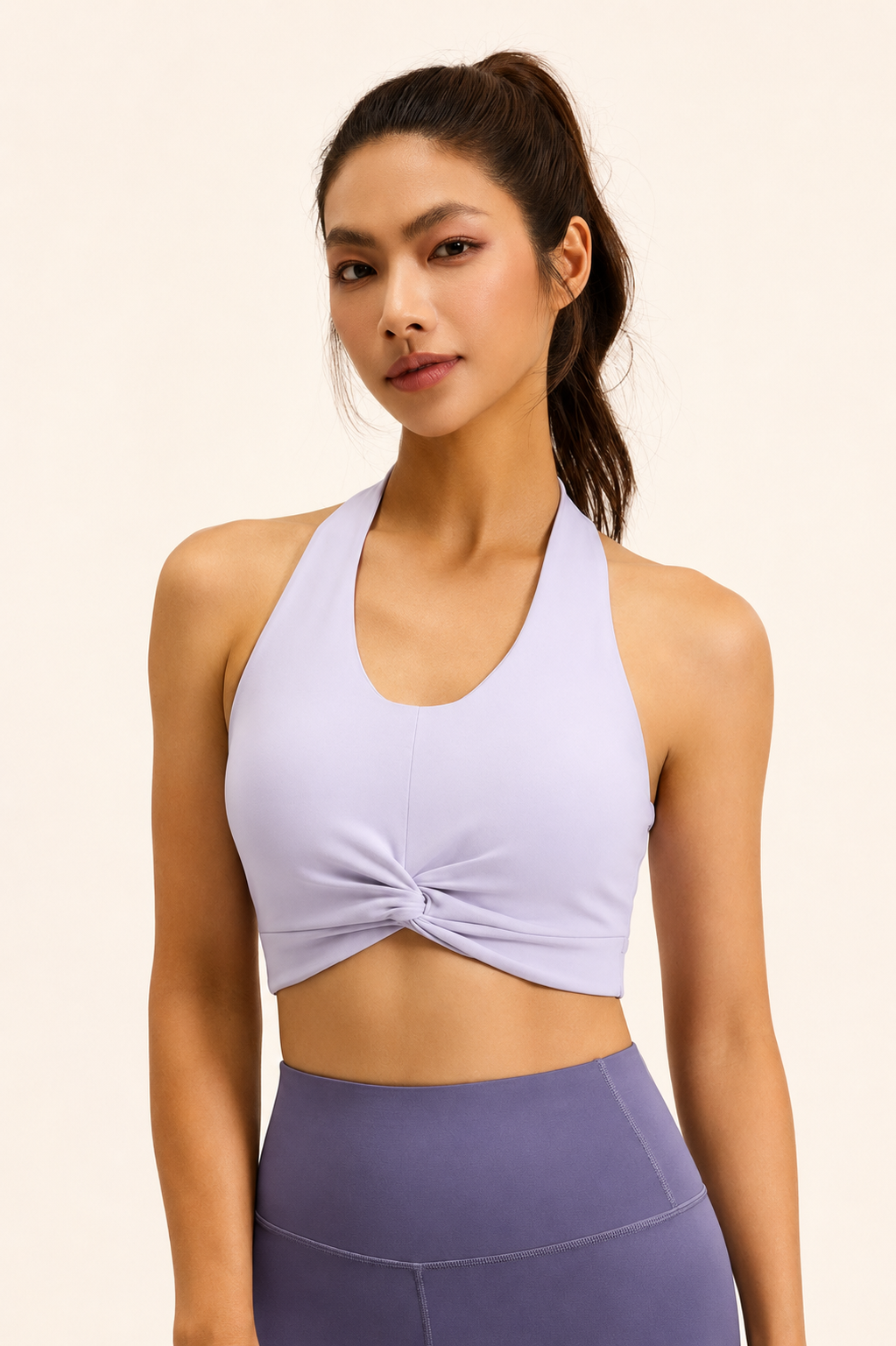 Twist-Front Halter Workout Top