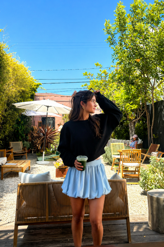 Blue Cloud-Puff Mini Skirt
