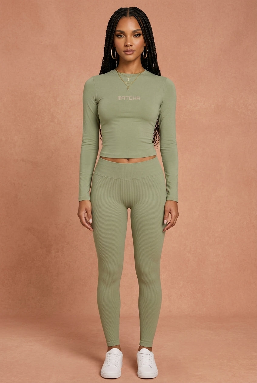 Matcha Long Sleeve Crop Top
